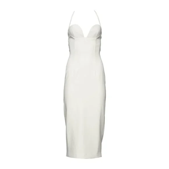 Retrofete Cheryl Dress in White New Womens Bodycon Pencil Midi - Picture 11 of 16